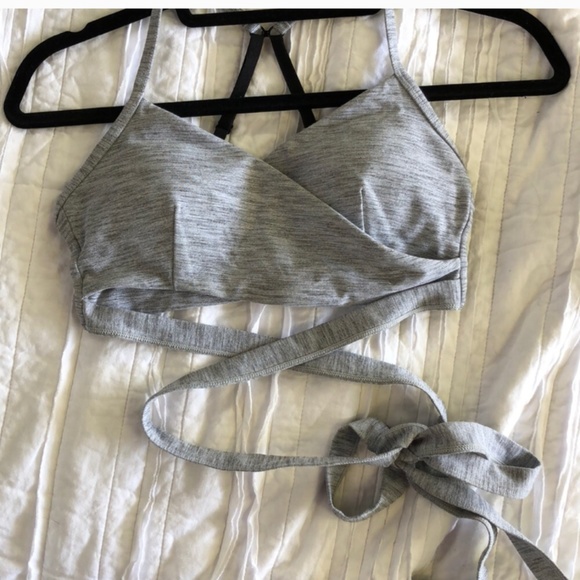 LORNA JANE STRETCH GRAY WORKOUT WRAP SPORTS BRA PADDED GYM YOGA ATHLEISURE S - Picture 6 of 16